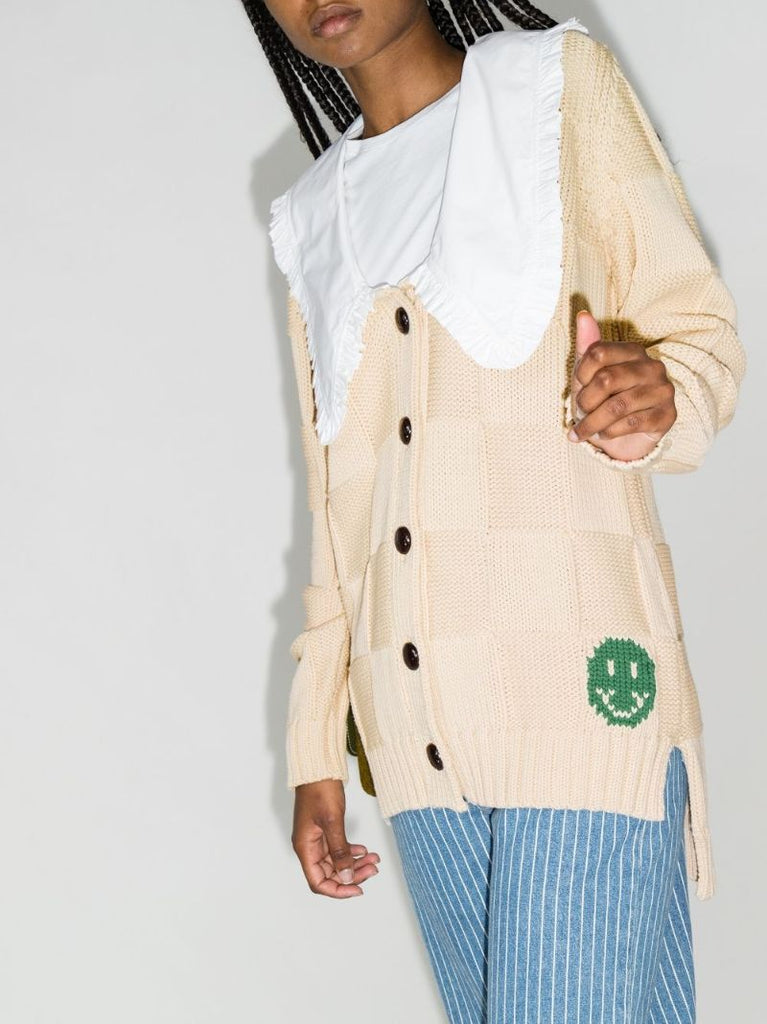 Smiley Poplin-collar Cardigan