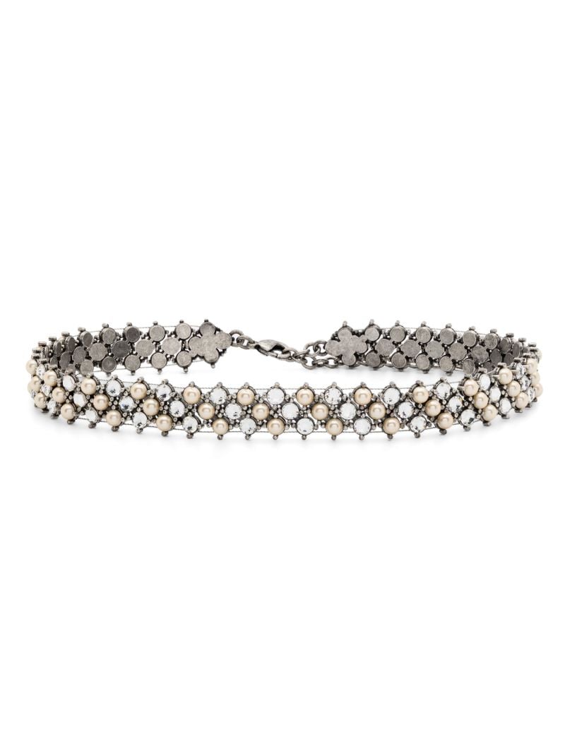 Silver-tone Crystal-embellished Choker Necklace