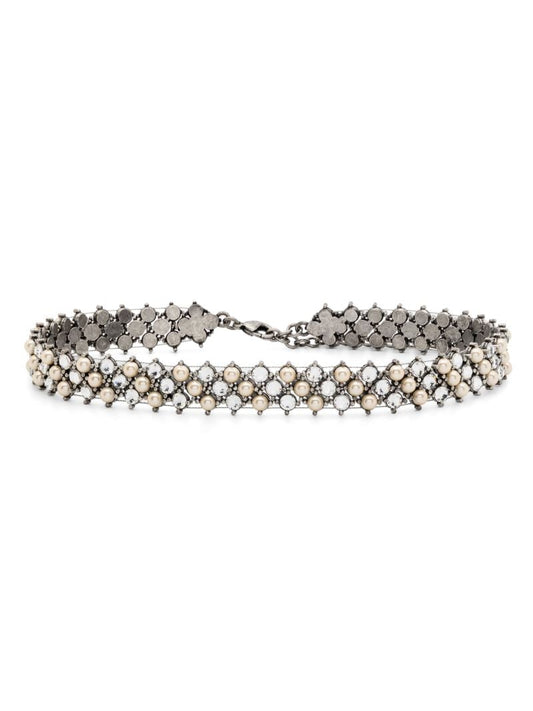 Silver-tone Crystal-embellished Choker Necklace