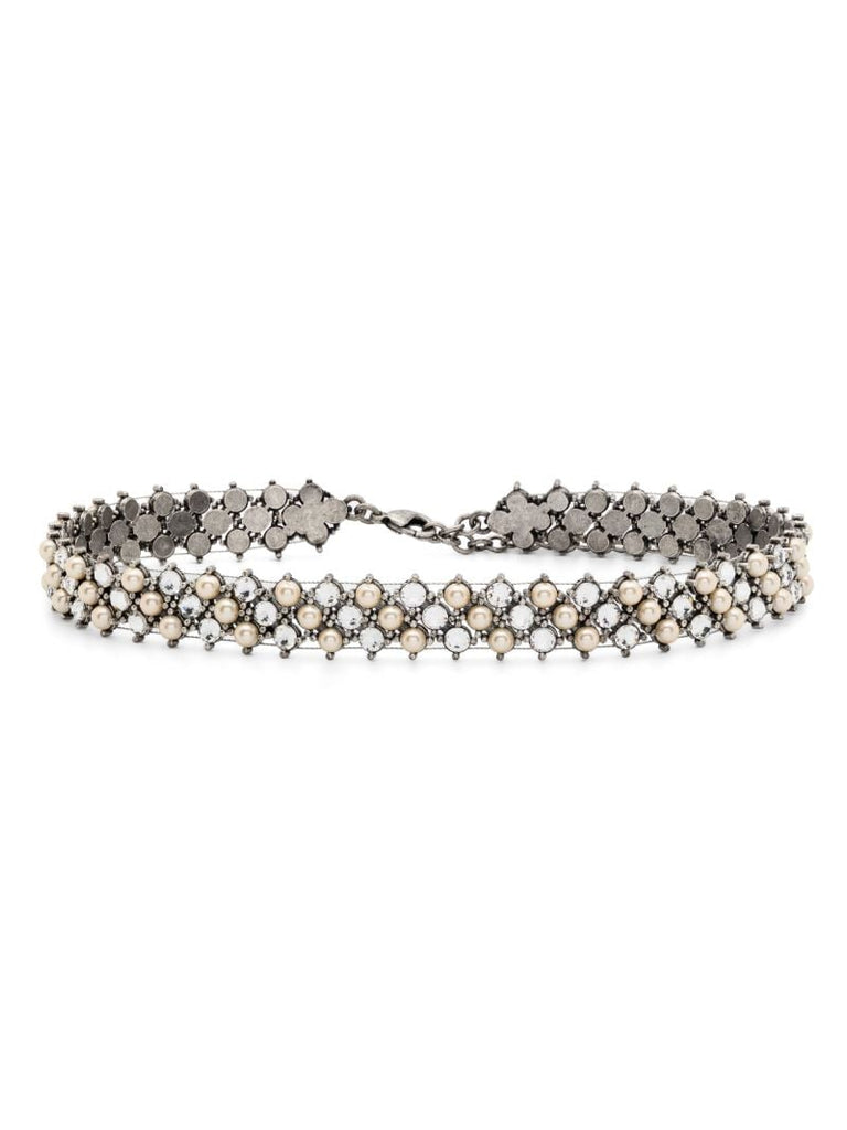 Silver-tone Crystal-embellished Choker Necklace