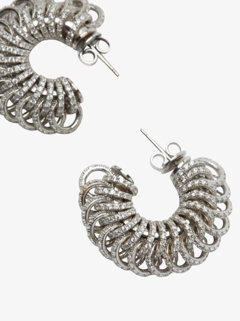 Sterling Silver Twist Crystal Hoop Earrings