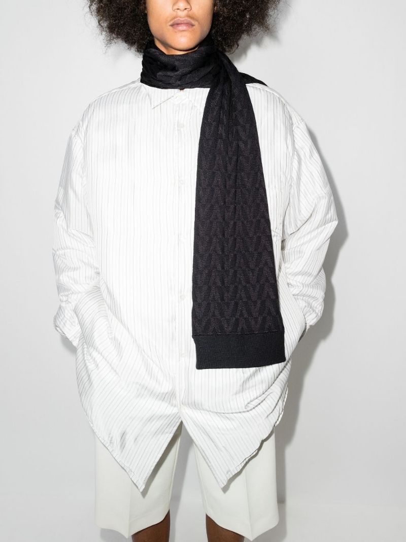 Black Optical Valentino Wool Scarf