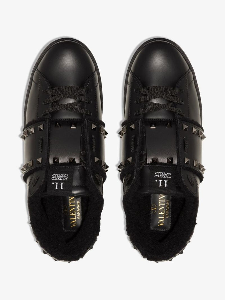 Black Rockstud Untitled Low Top Leather Sneakers