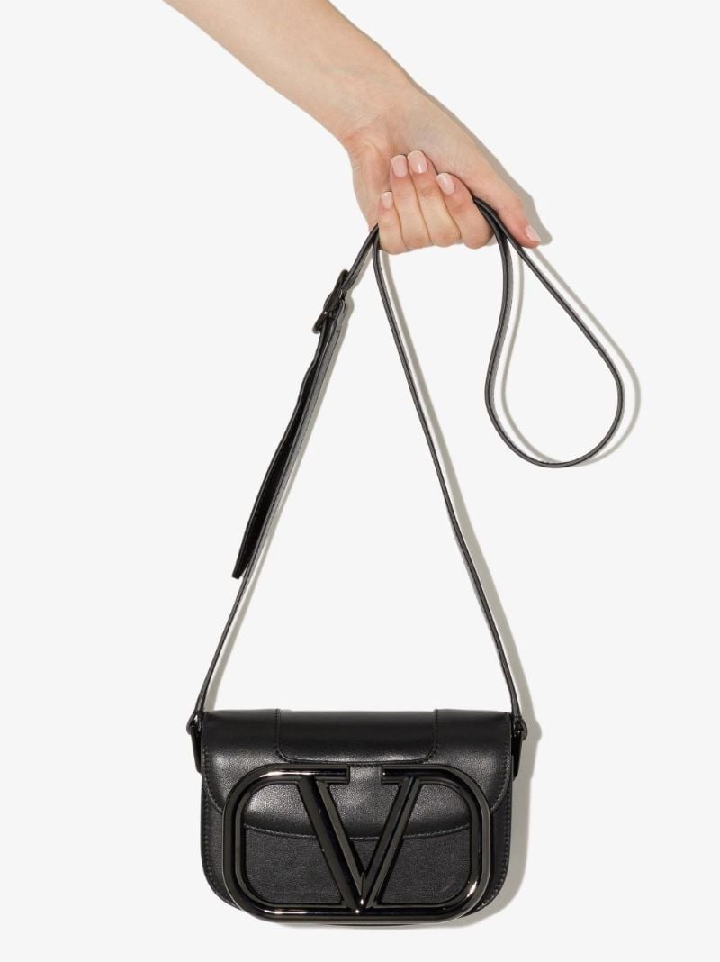 Black Supervee Small Leather Cross Body Bag