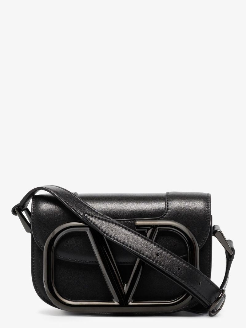 Black Supervee Small Leather Cross Body Bag