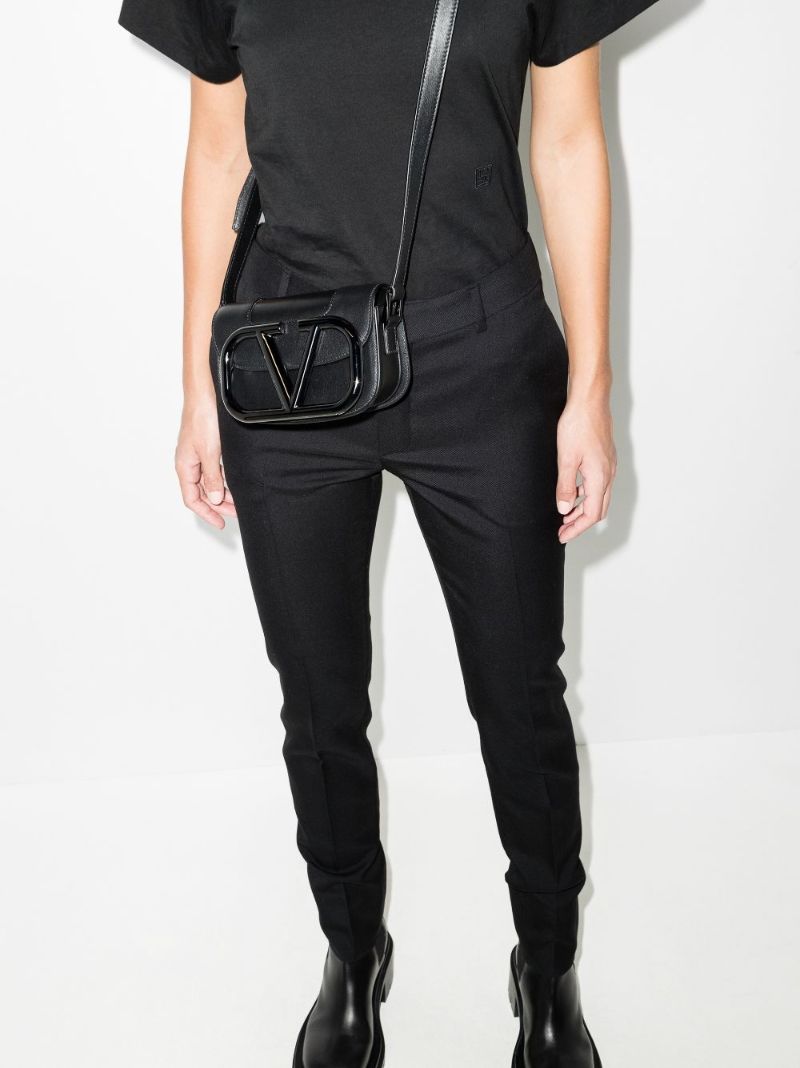 Black Supervee Small Leather Cross Body Bag