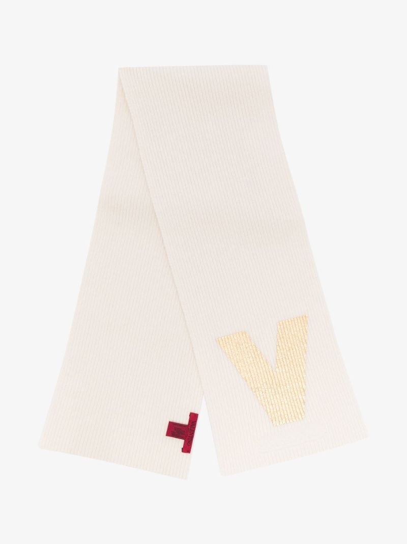 Neutral Logo Ribbed Wool Scarf