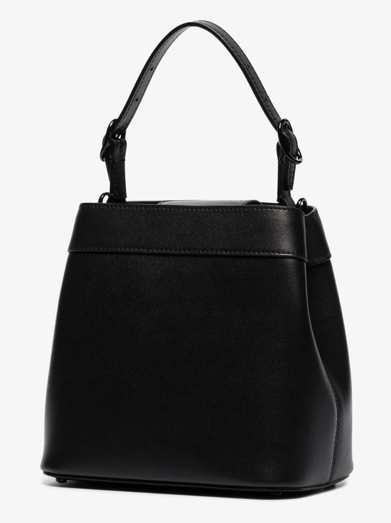 Black Supervee Leather Top Handle Bag