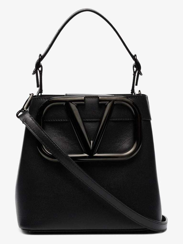 Black Supervee Leather Top Handle Bag