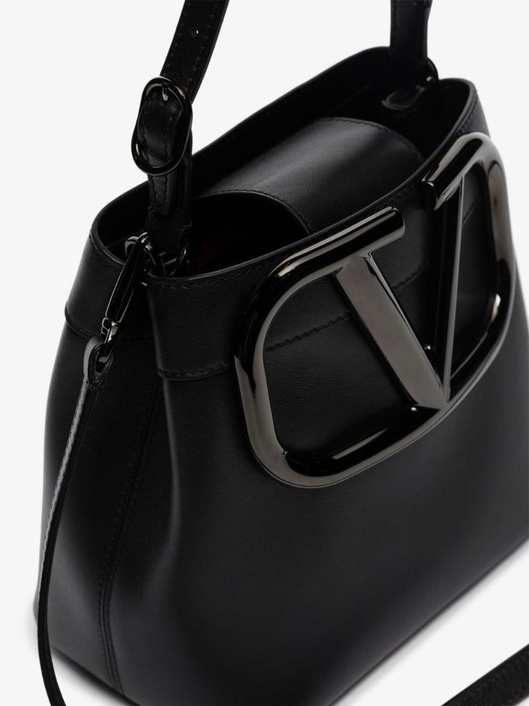 Black Supervee Leather Top Handle Bag