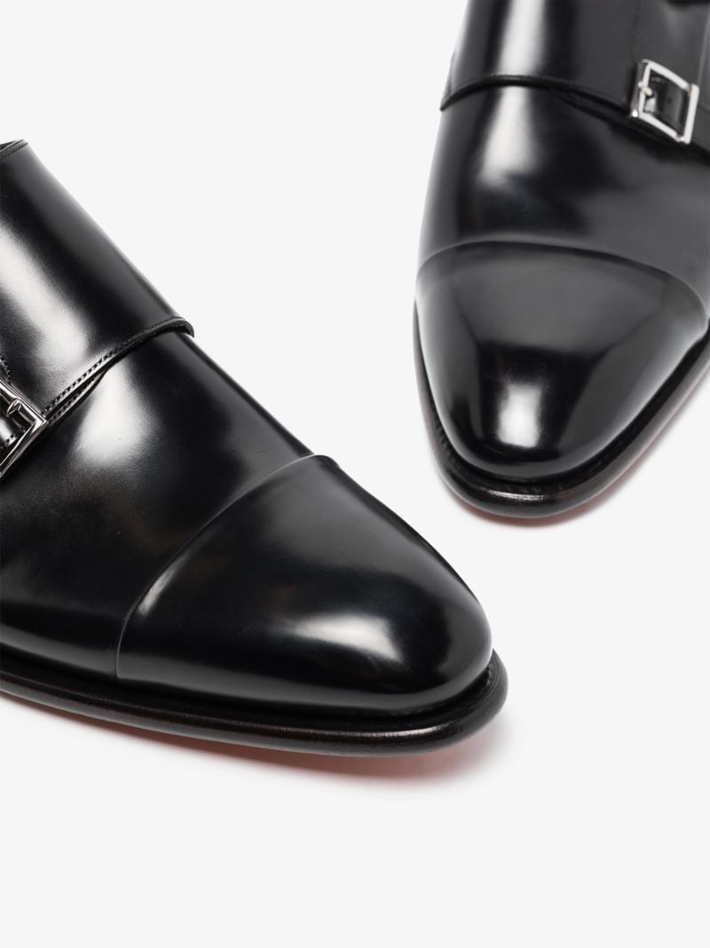 Black Carter Leather Monk Shoes