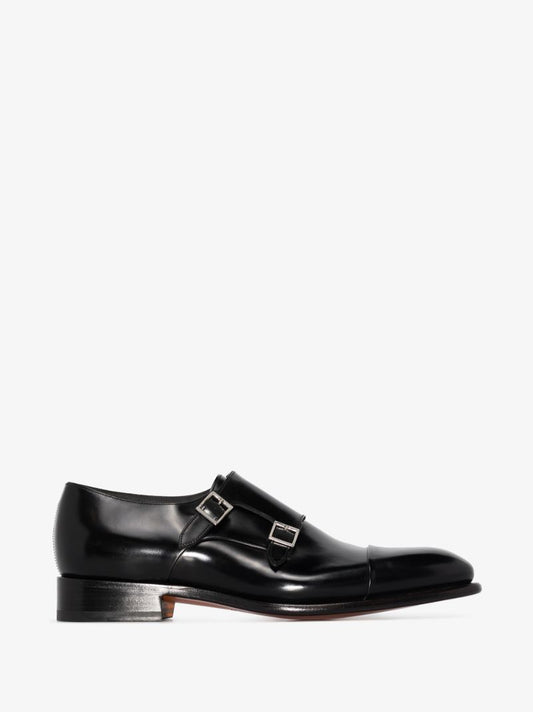 Black Carter Leather Monk Shoes