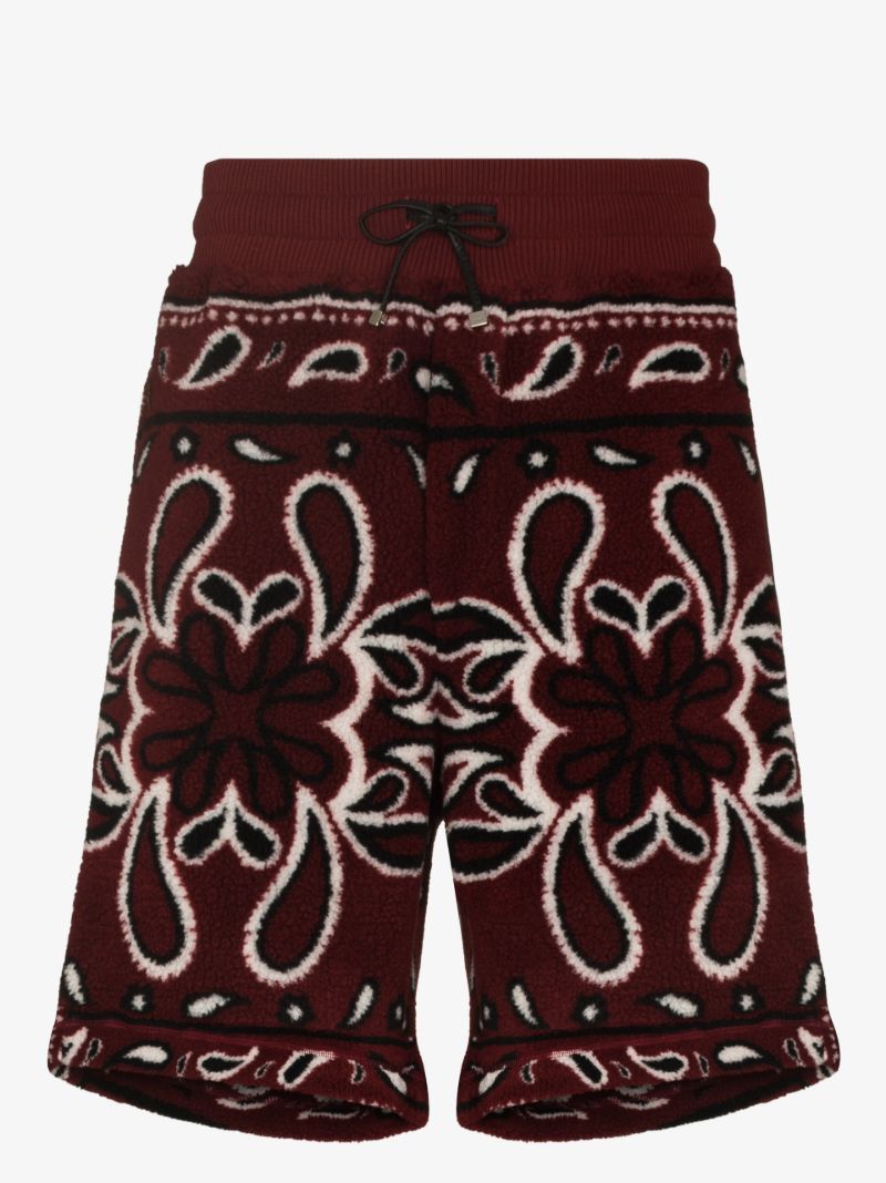 Bandana Print Fleece Track Shorts