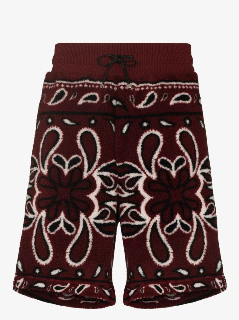 Bandana Print Fleece Track Shorts