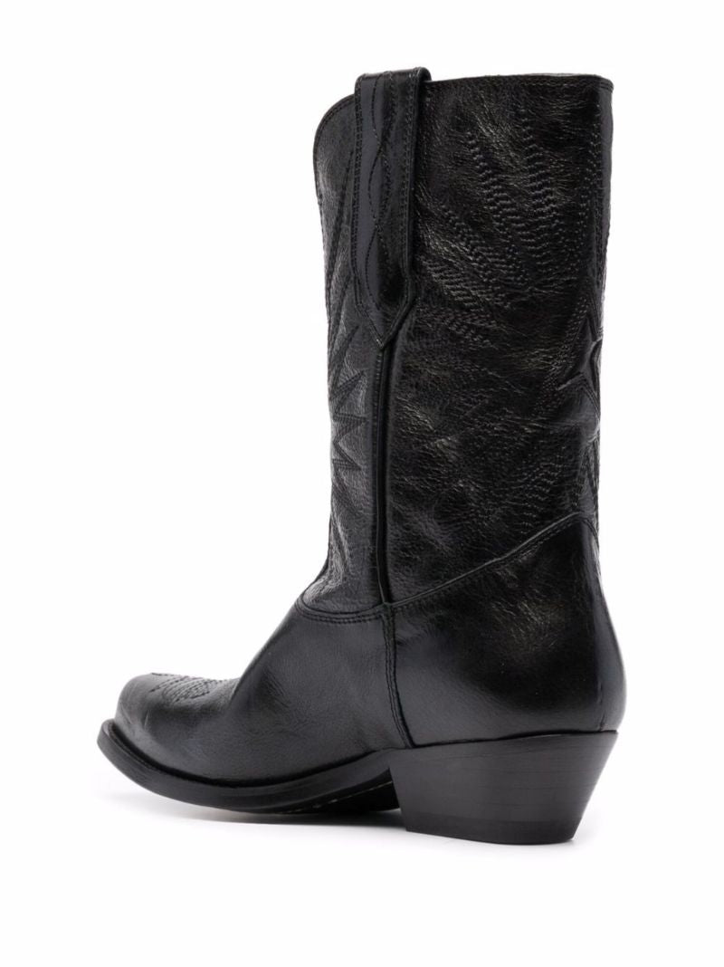 Black Wish Star Low Leather Boots