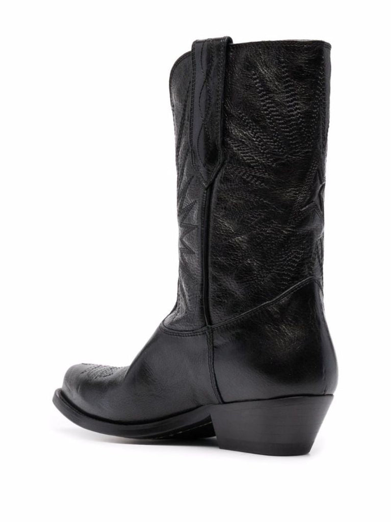Black Wish Star Low Leather Boots