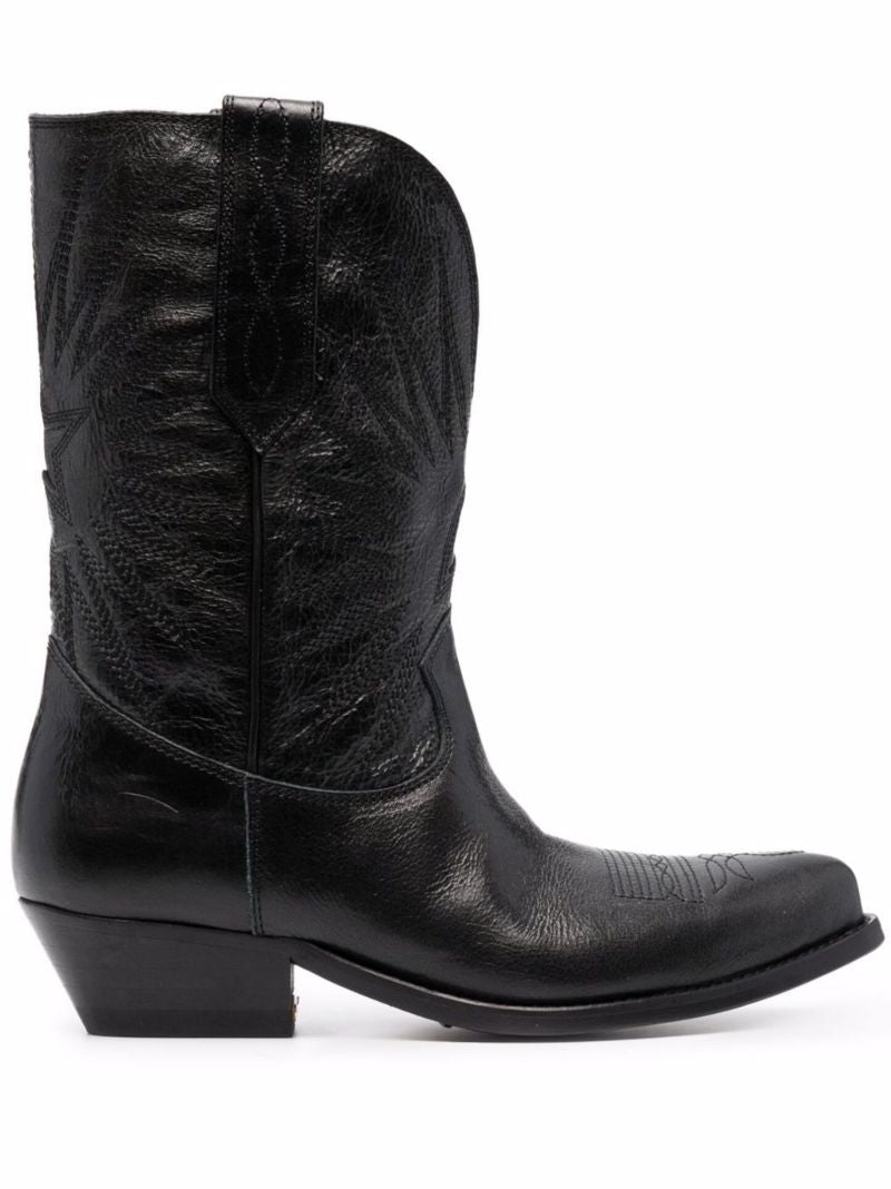 Black Wish Star Low Leather Boots