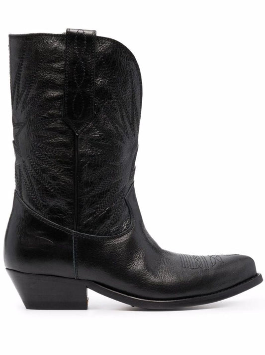 Black Wish Star Low Leather Boots