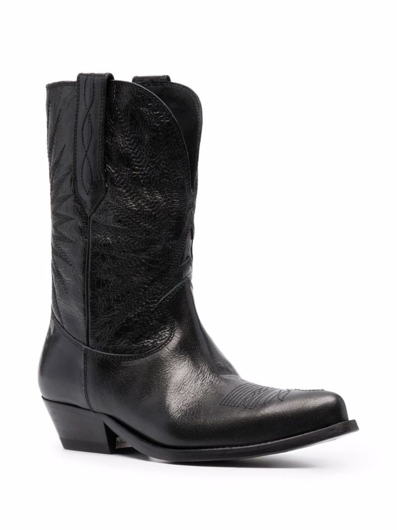 Black Wish Star Low Leather Boots