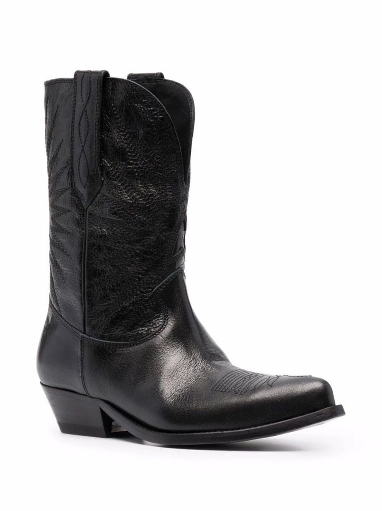 Black Wish Star Low Leather Boots