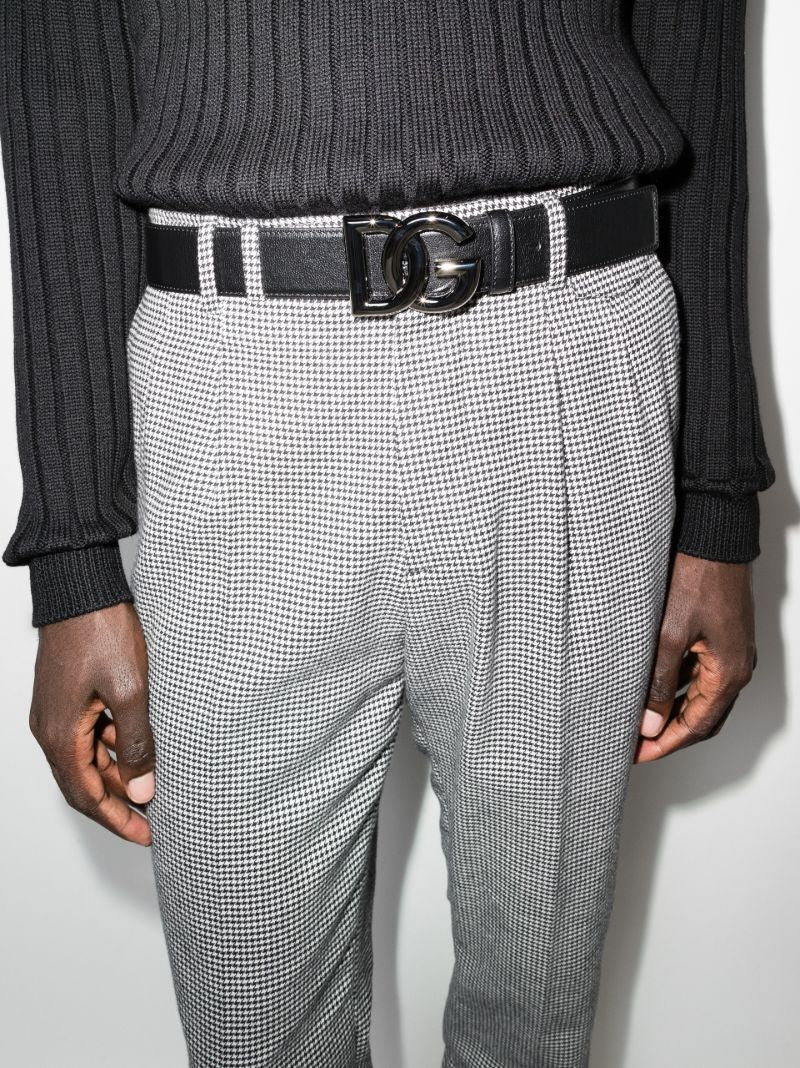 Black Logo Leather Belt