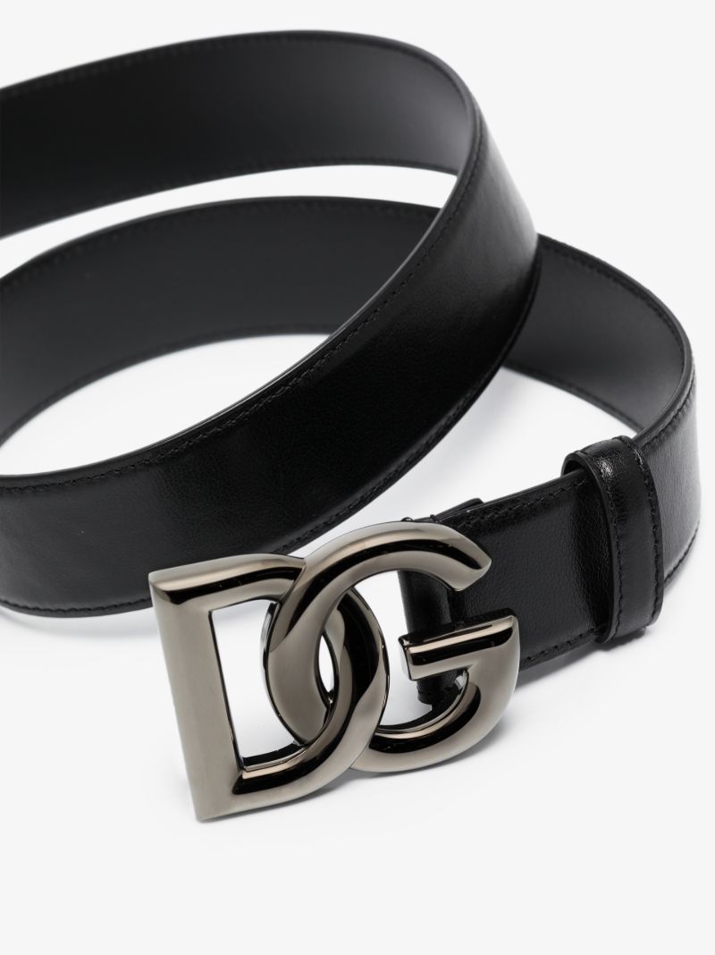 Black Logo Leather Belt