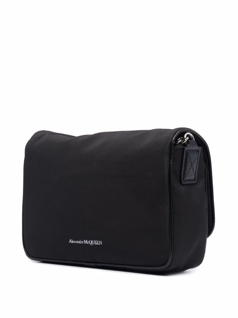 Black Graffiti Logo Leather Cross Body Bag
