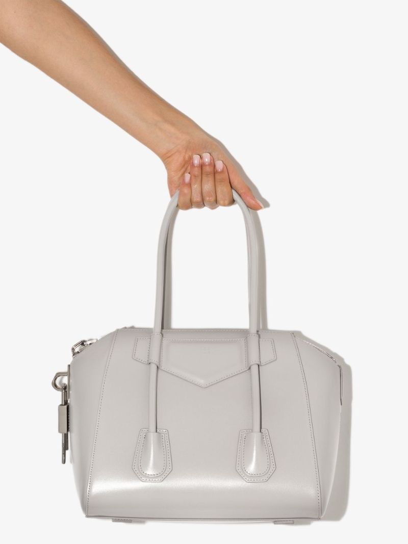 Grey Antigona Small Leather Tote Bag