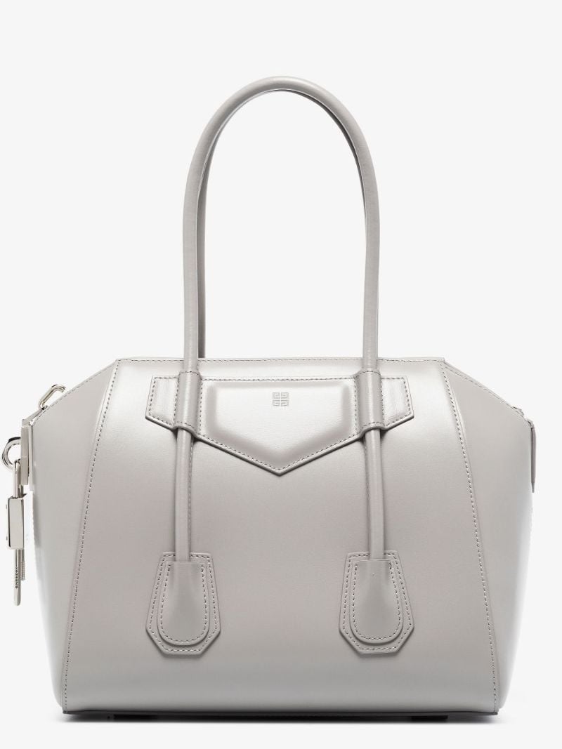 Grey Antigona Small Leather Tote Bag