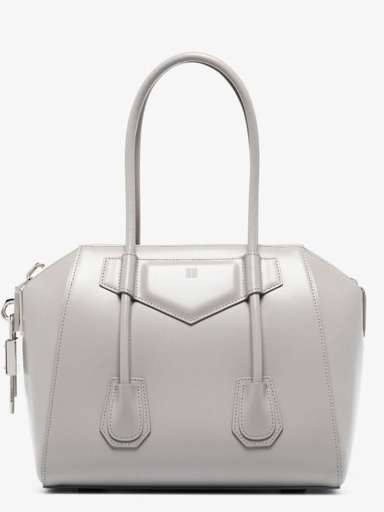 Grey Antigona Small Leather Tote Bag