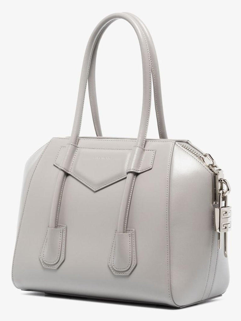 Grey Antigona Small Leather Tote Bag