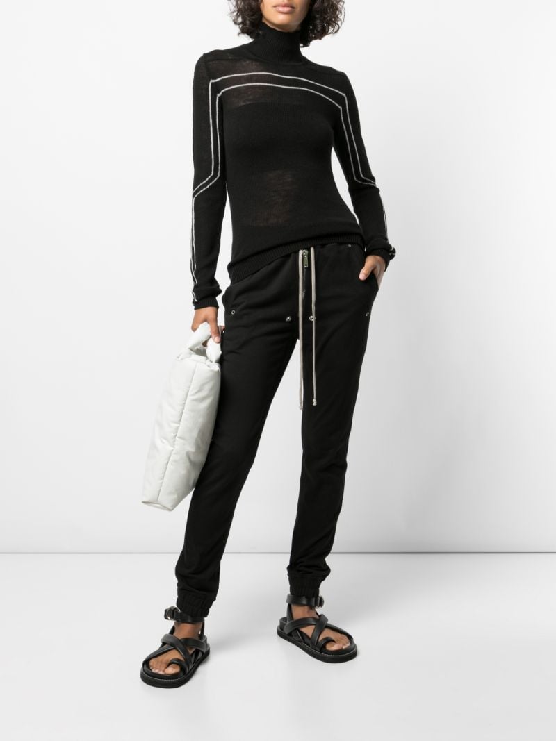 Black Drawstring Skinny Cotton Trousers