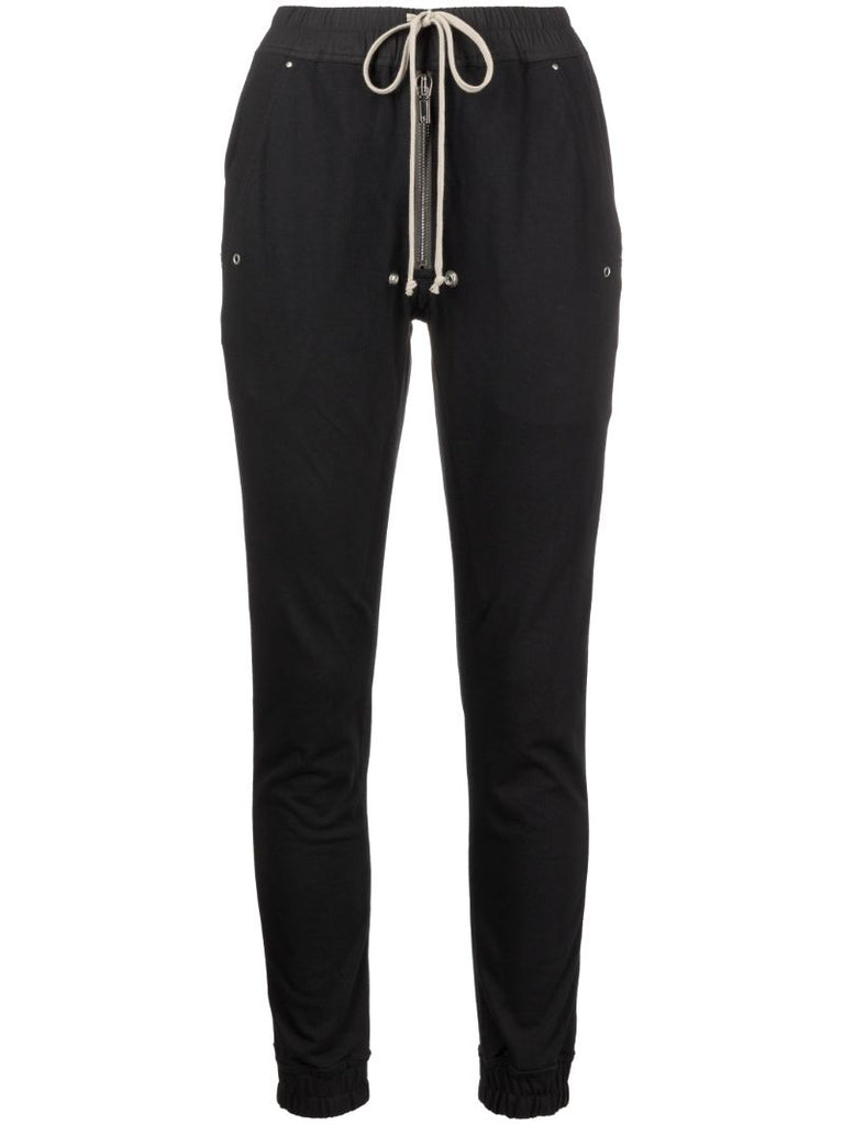 Black Drawstring Skinny Cotton Trousers