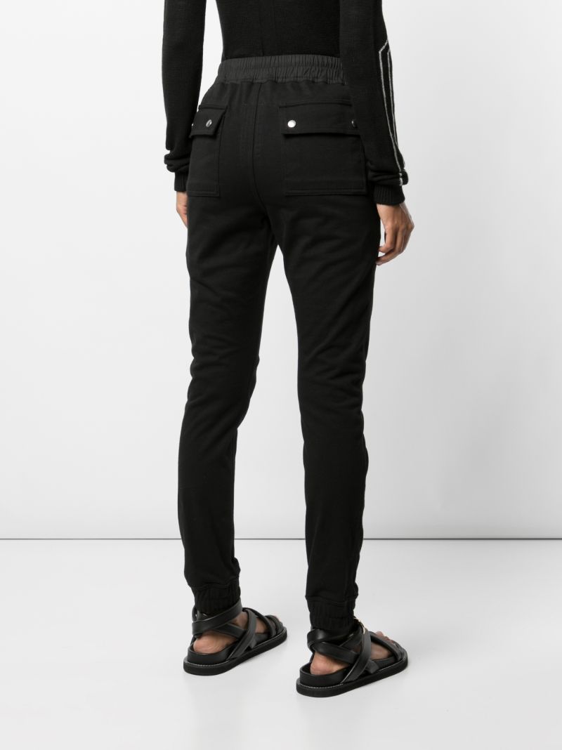 Black Drawstring Skinny Cotton Trousers
