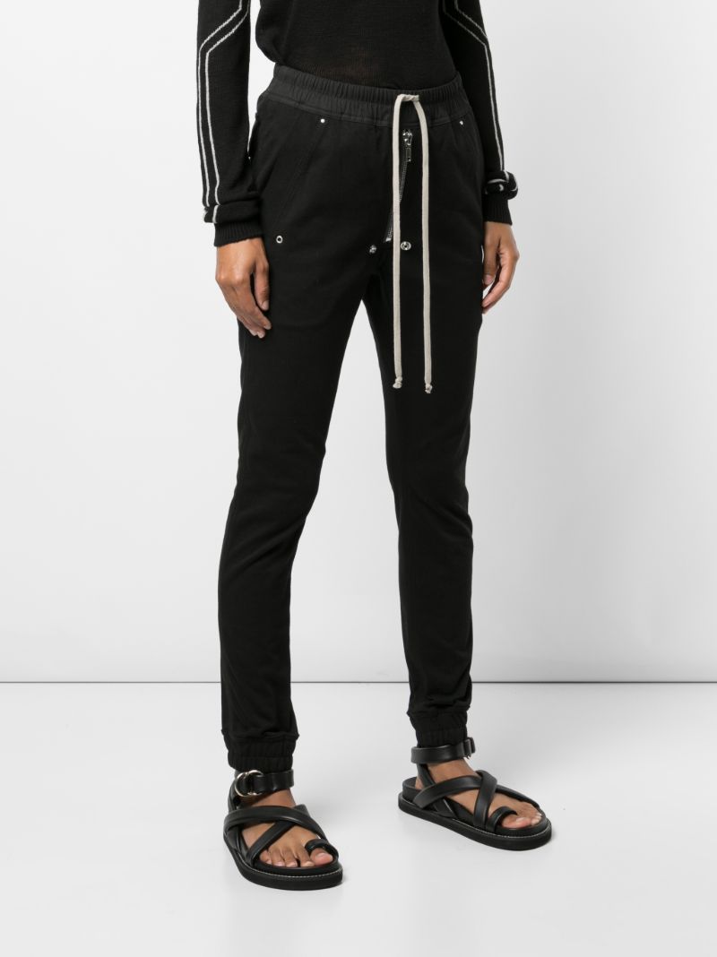 Black Drawstring Skinny Cotton Trousers