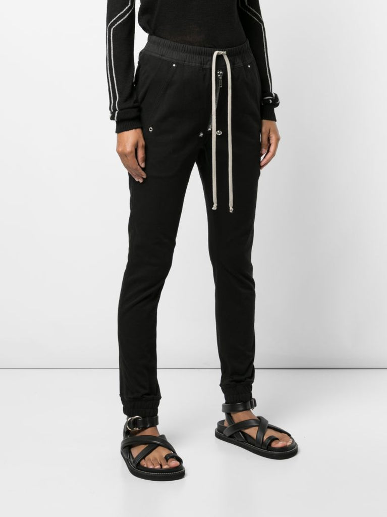 Black Drawstring Skinny Cotton Trousers