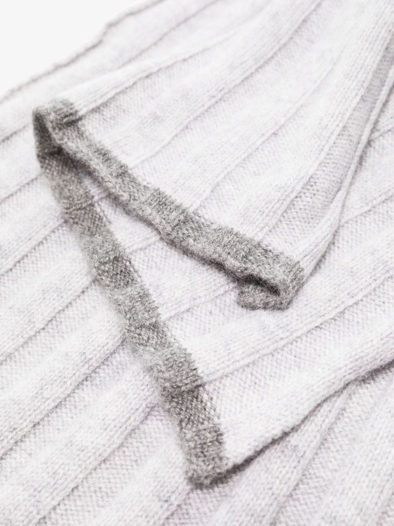 Grey Ribbed Cashmere Scarf