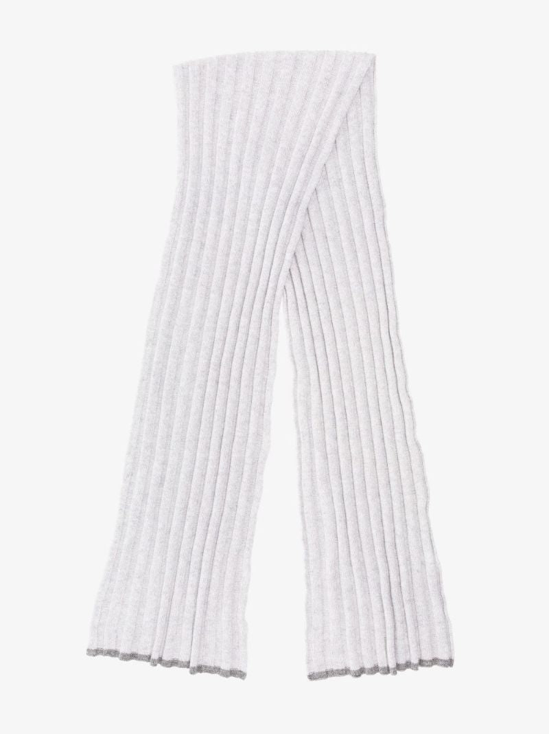 Grey Ribbed Cashmere Scarf