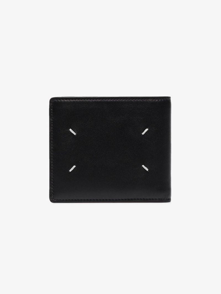 Black Four-stitch Bifold Leather Wallet