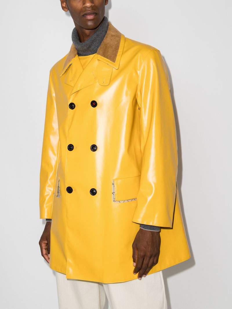 Coated Cotton Double-breasted Coat