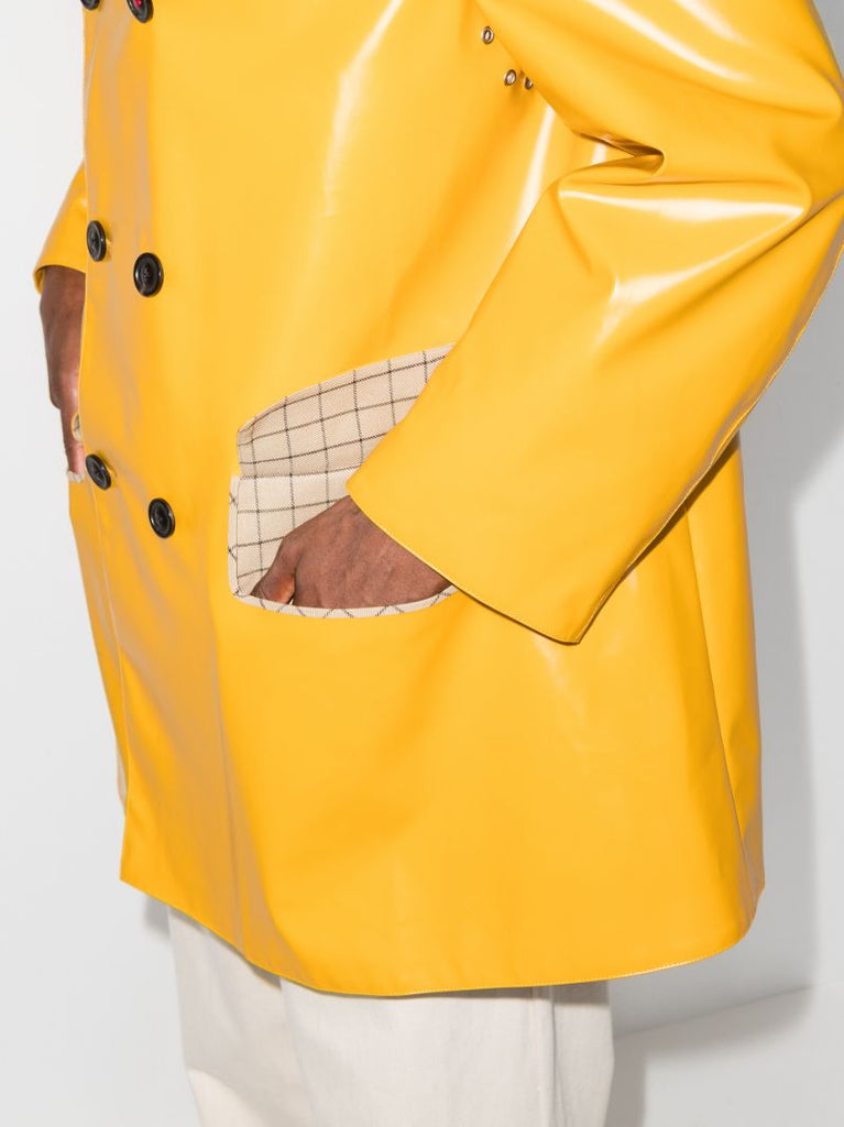 Coated Cotton Double-breasted Coat