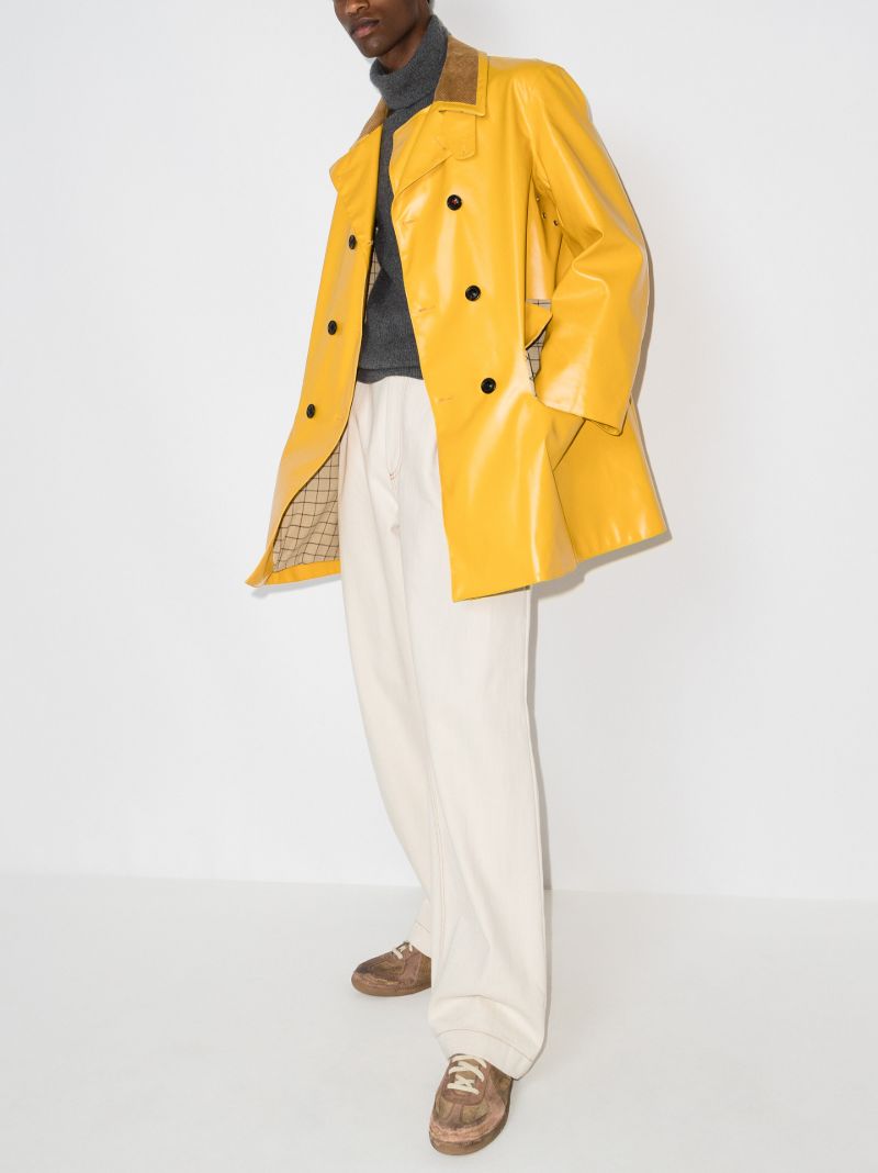 Coated Cotton Double-breasted Coat
