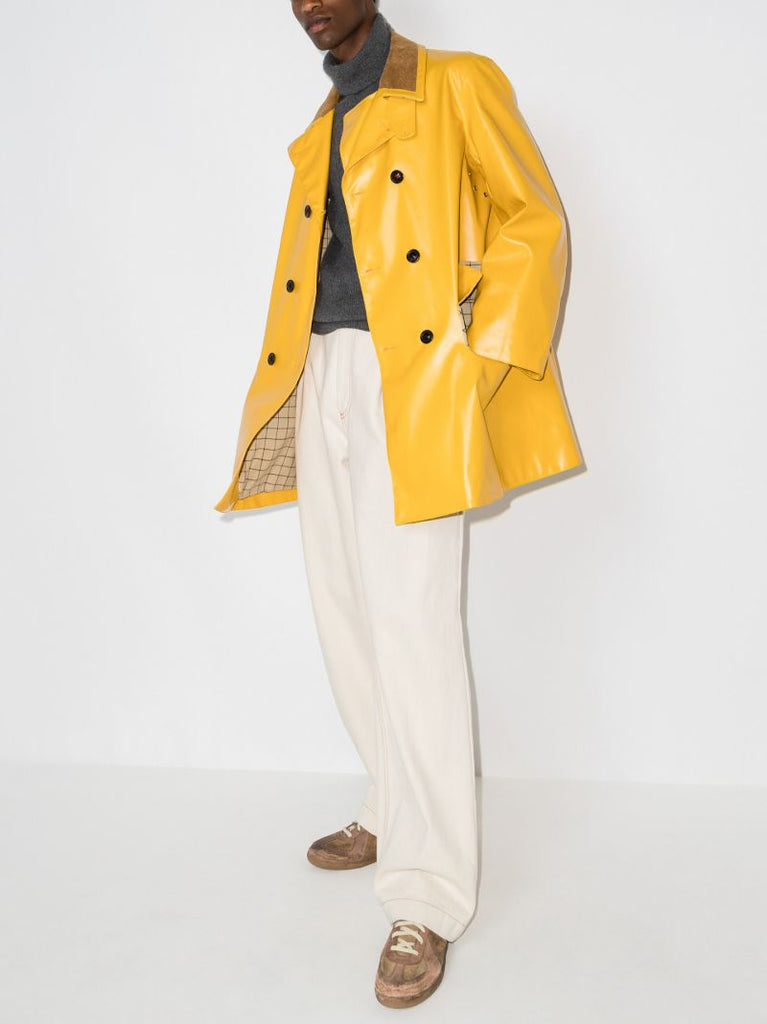 Coated Cotton Double-breasted Coat