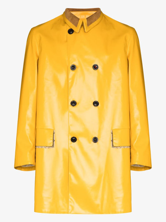 Coated Cotton Double-breasted Coat