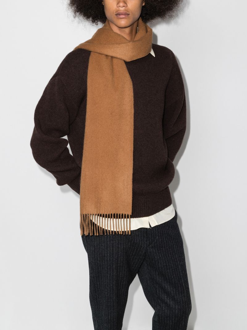 Brown Fringed Cashmere Scarf