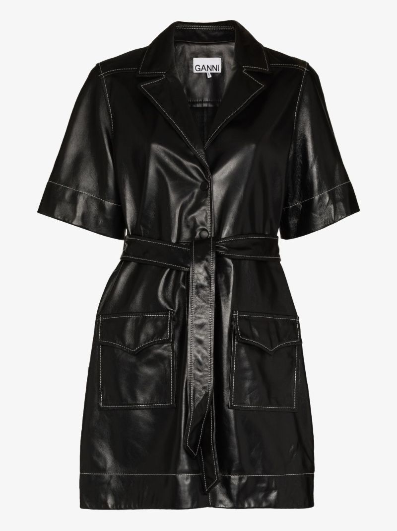 Leather Mini Shirtdress