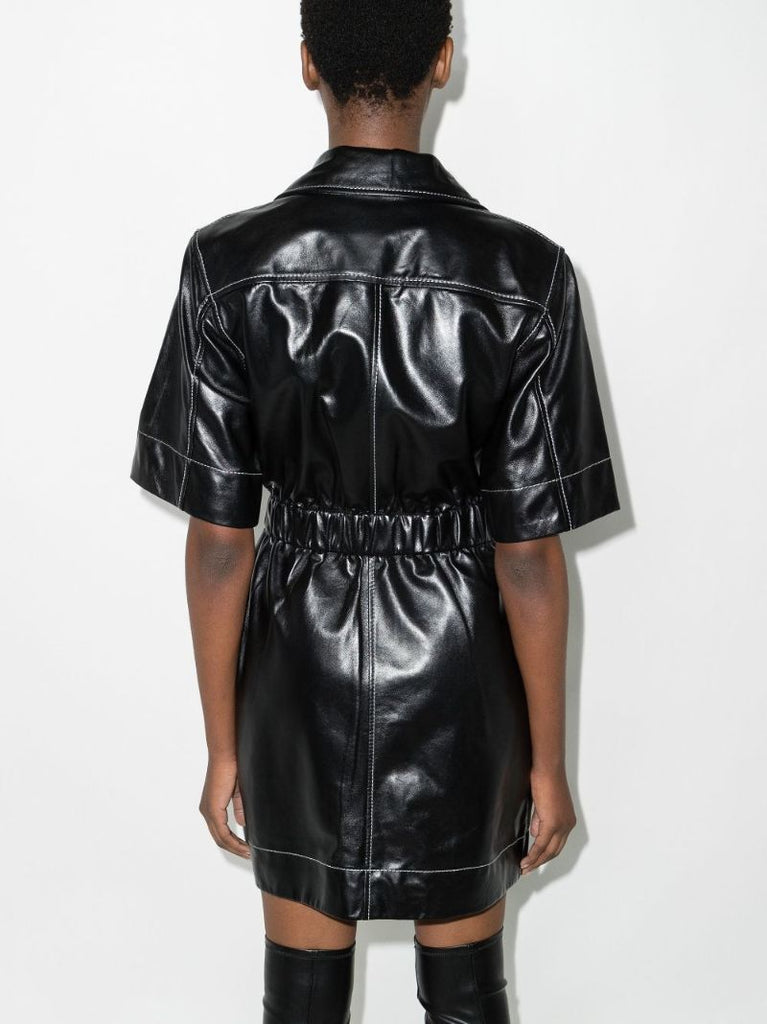 Leather Mini Shirtdress