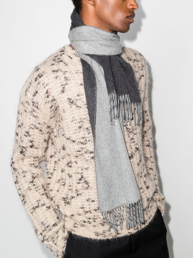 Grey Fringed Cashmere Scarf