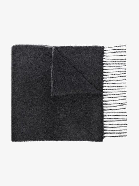 Grey Fringed Cashmere Scarf