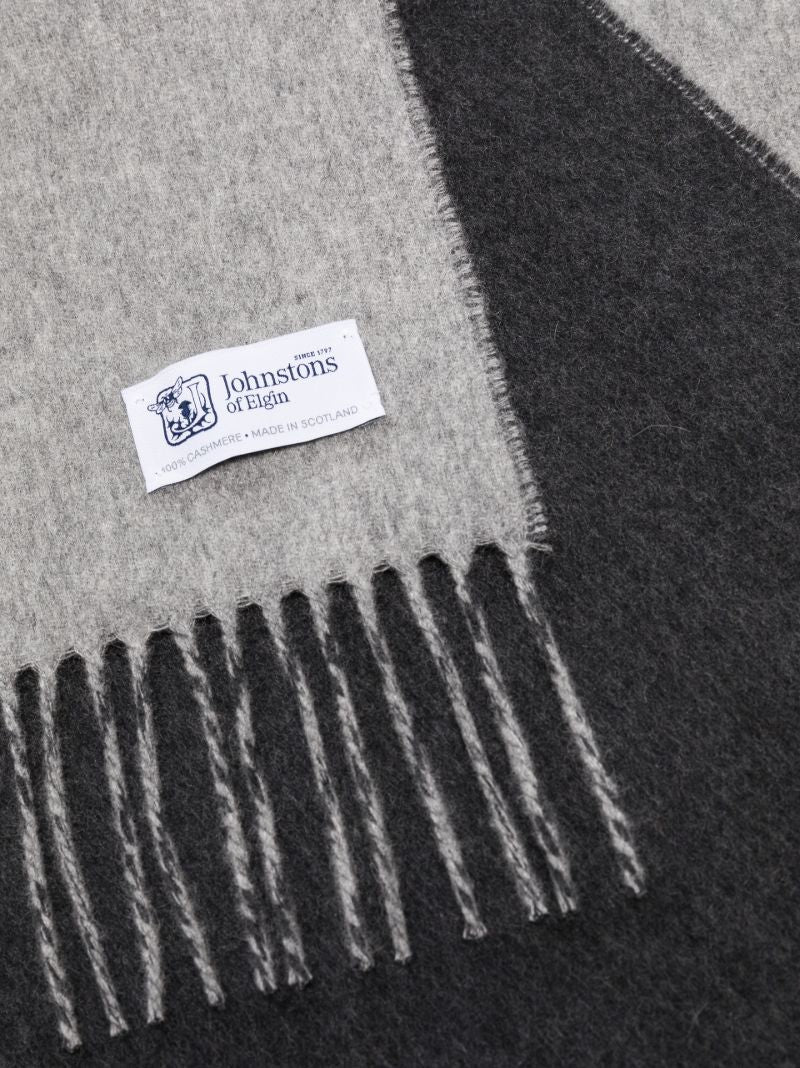 Grey Fringed Cashmere Scarf